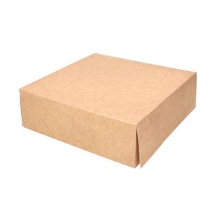 Picture 1 of Gebaksdoos zonder venster 25cm x 25cm x 8cm bruin kraft onbedrukt