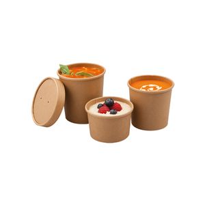 Picture 1 of (Soep)beker karton kraft recht 9.5cm 10cm 470ml bruin